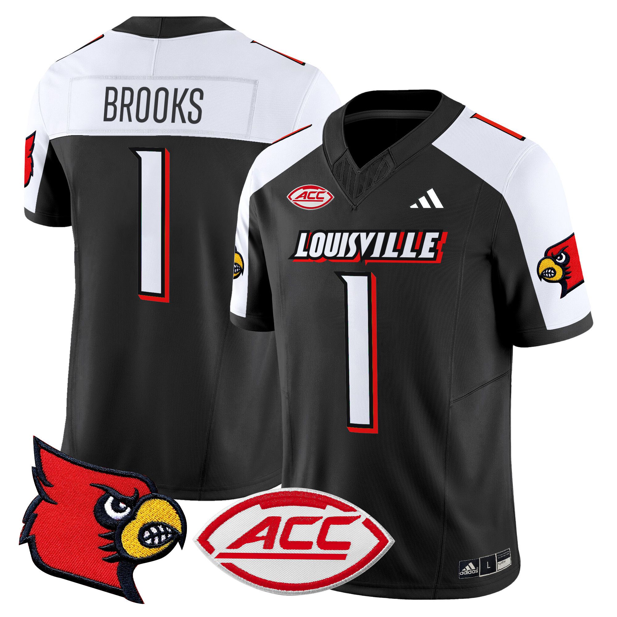 Men Louisville Cardinals #1 Brooks Black 2024 Vapor Limited NCAA Jersey